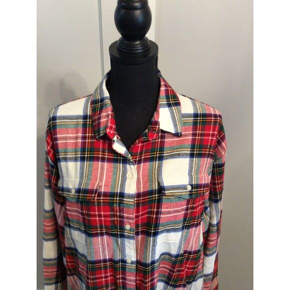 Old Navy Plaid Boysfriend Shirt Comfy Large L Button Front Womens - Picture 3 of 4